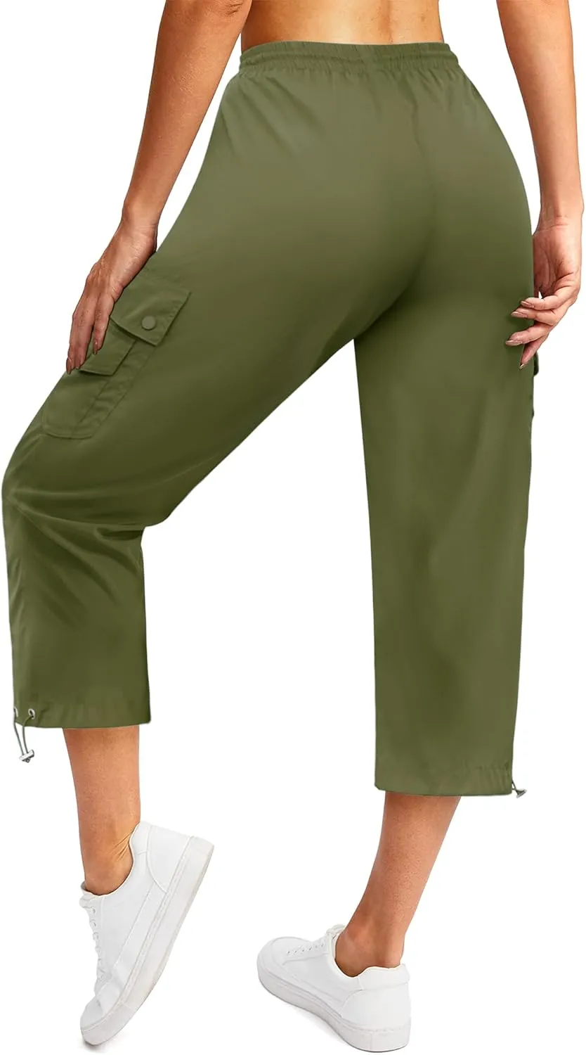 Marvmys Women's Cargo Capris Hiking Pants Lightweight Quick Dry Athletic Travel Cropped Pants with 6 Pockets
