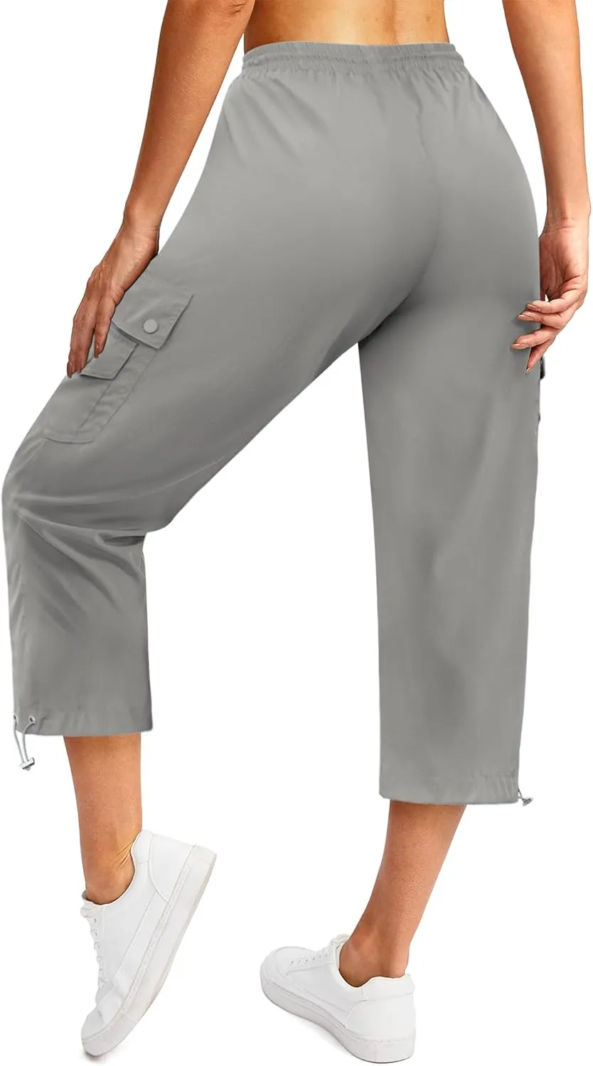 Marvmys Women's Cargo Capris Hiking Pants Lightweight Quick Dry Athletic Travel Cropped Pants with 6 Pockets