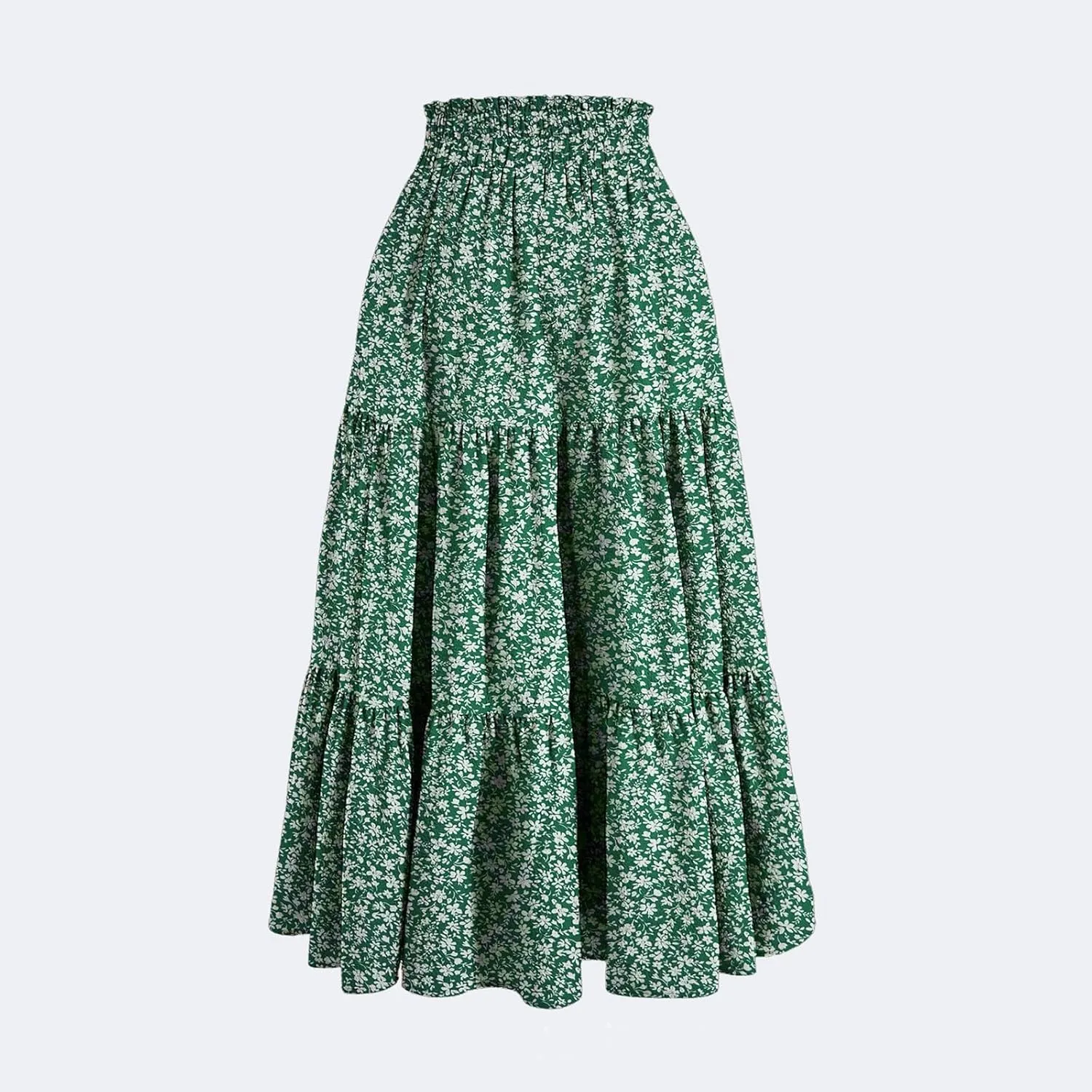 Maxi Skirts for Women High Waisted Tiered A Line Long Skirt Drawstring Flowy Floral Pleated Summer Skirt with Pockets