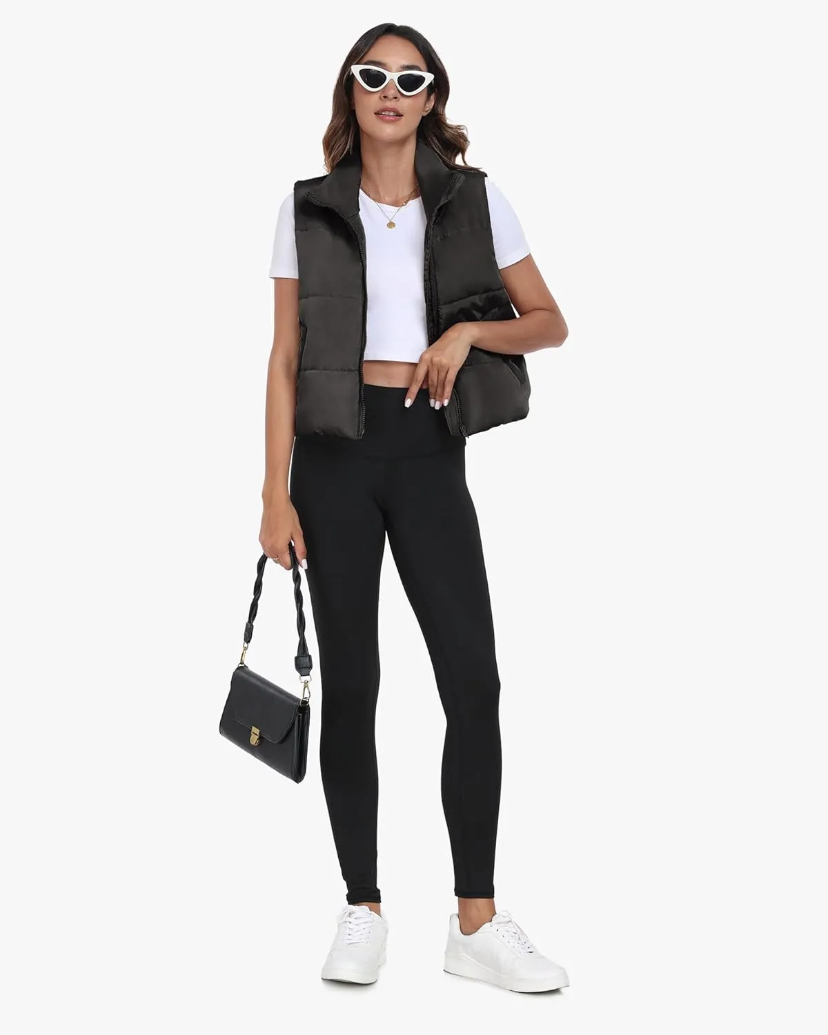 Memorose Puffer Vest for Women Winter Outwear Jacket Cropped Sleeveless Lightweight Fashion Fall Coat with Pockets