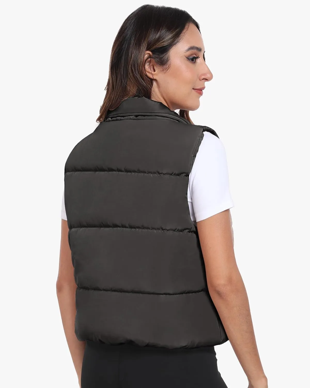 Memorose Puffer Vest for Women Winter Outwear Jacket Cropped Sleeveless Lightweight Fashion Fall Coat with Pockets