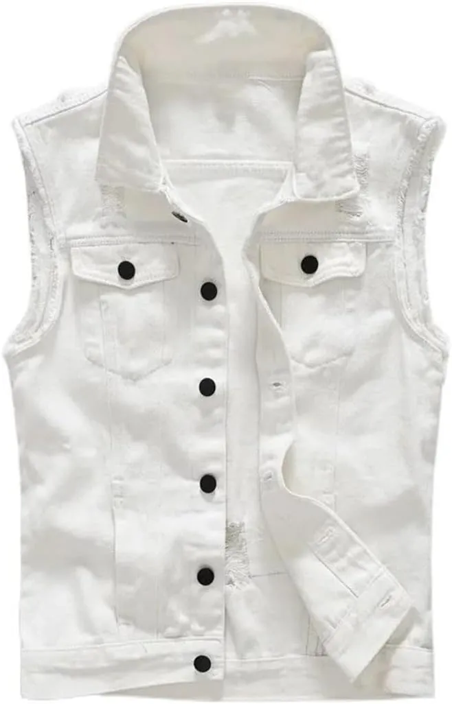 Men 1231 Vest Vintage Sleeveless Washed Jeans Waistcoat Man Cowboy Ripped Jacket Casual Vest