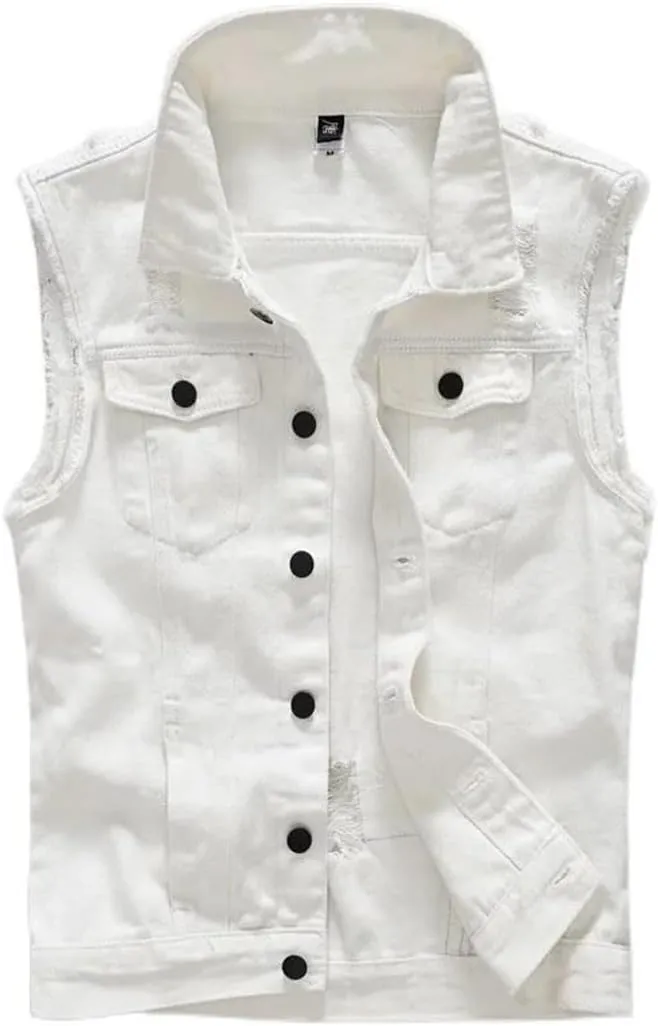 Men 1231 Vest Vintage Sleeveless Washed Jeans Waistcoat Man Cowboy Ripped Jacket Casual Vest