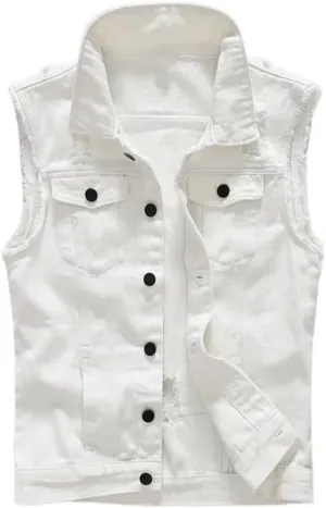 Men 1231 Vest Vintage Sleeveless Washed Jeans Waistcoat Man Cowboy Ripped Jacket Casual Vest