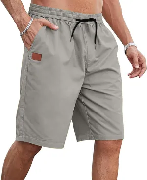 Men Athletic Shorts Summer Casual Cargo Shorts Elastic High Waisted Shorts Workout Golf Drawstring Shorts with Pocket