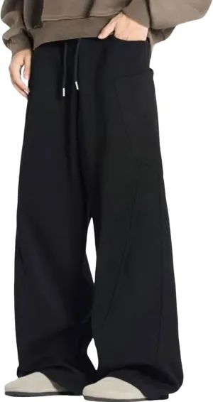 Men Baggy Sweatpants Y2K Drawstring Track Pants Grunge Cargo Joggers Straight Leg Sweatpants with Pockets