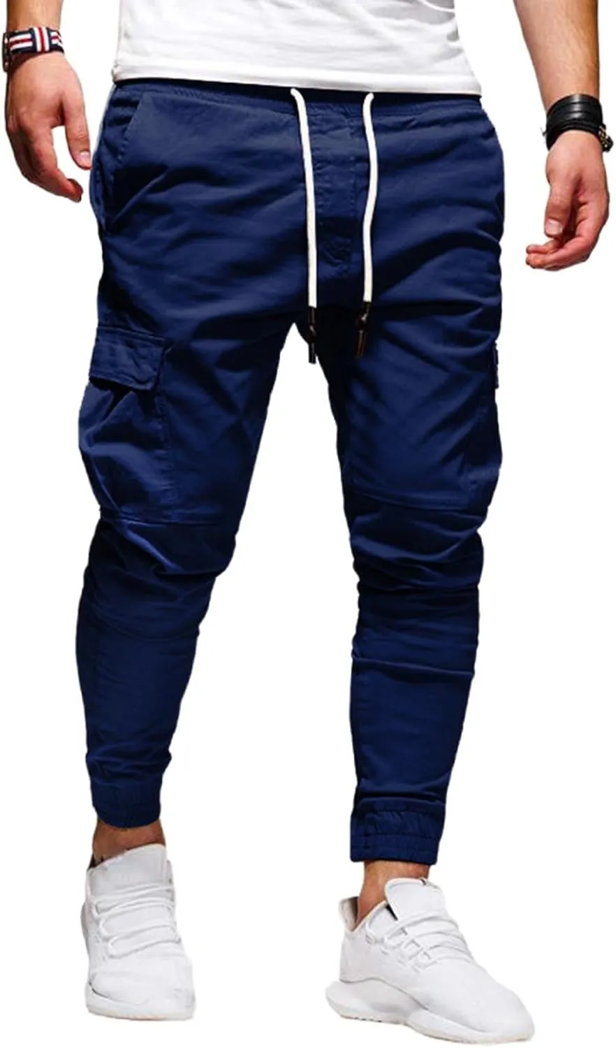 Men Joggers Chino Cargo Pants Sweatpants Hiking Outdoor Recreation Pants Casual Twill Fitness Track Jogging Pants