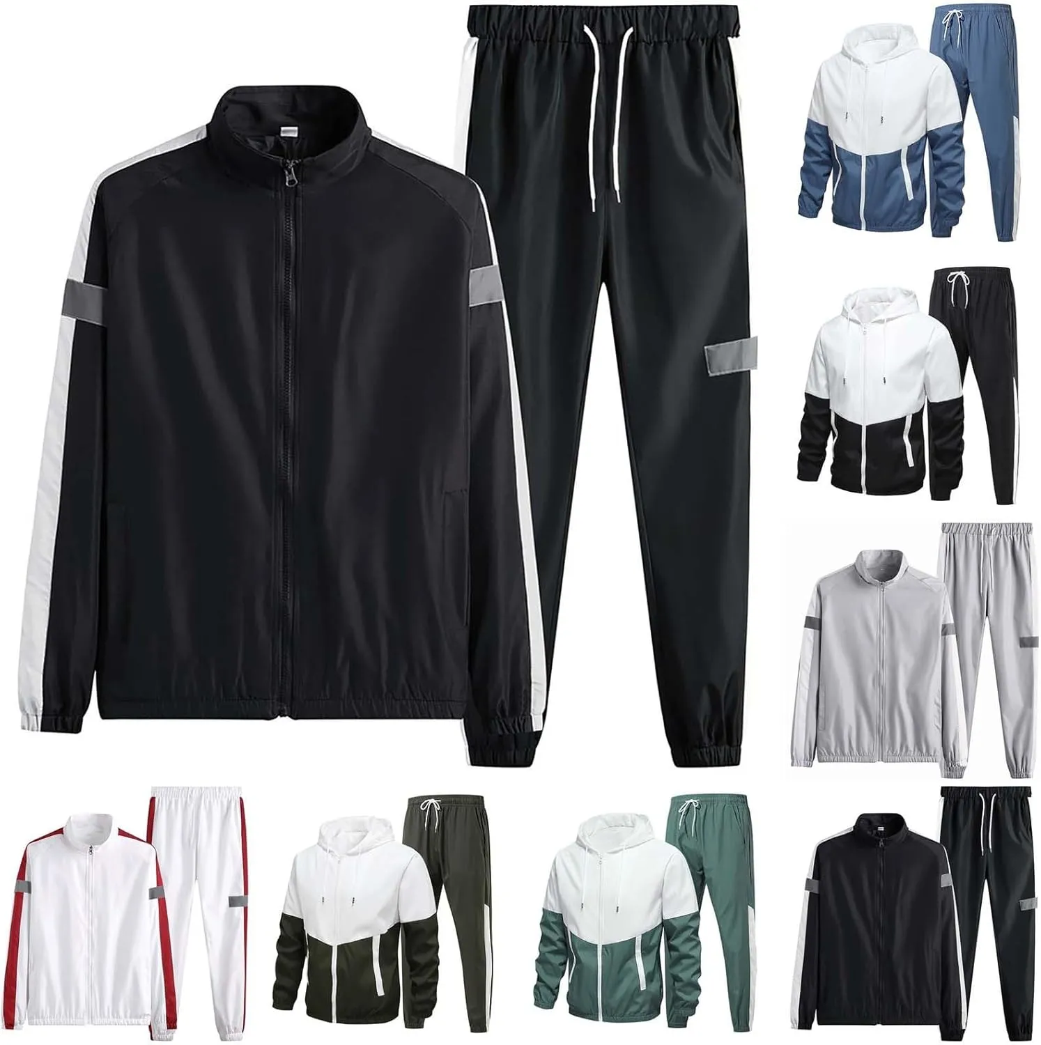 Men Track Suits Sets Long Sleeve Full-Zip Sweatsuit Active Jackets And Pants 2 Piece Outfits Athletic Jogging Suit