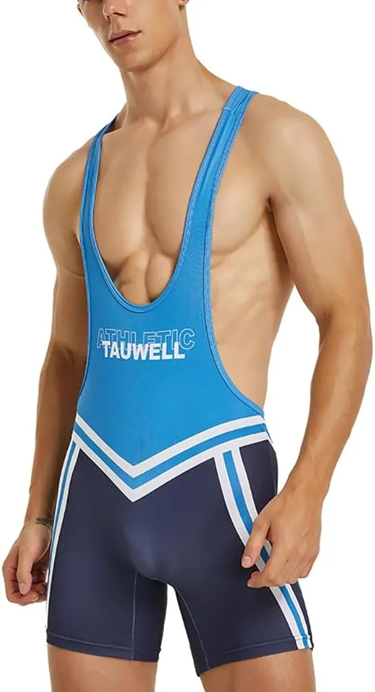 Men's Active Athletic Bodysuit Supporters Wrestling Singlet Jumpsuit Boxer Leotard Shapewear
