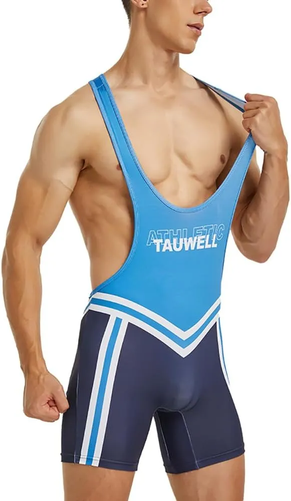 Men's Active Athletic Bodysuit Supporters Wrestling Singlet Jumpsuit Boxer Leotard Shapewear