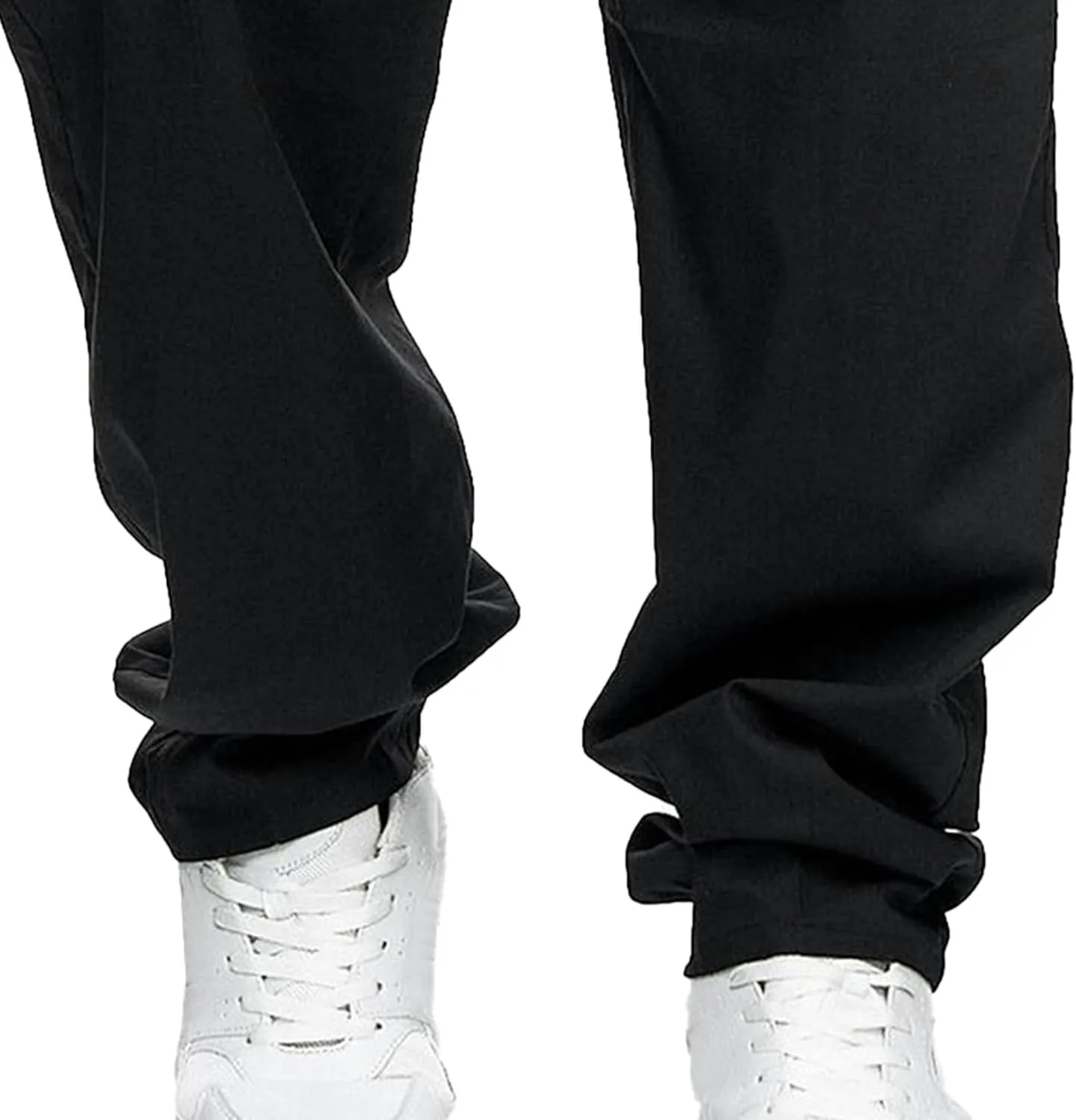Men's Baggy Straight Leg Casual Pants Drawstring Loose Fit Casual Pants Outdoor Hiking Cargo Trousers