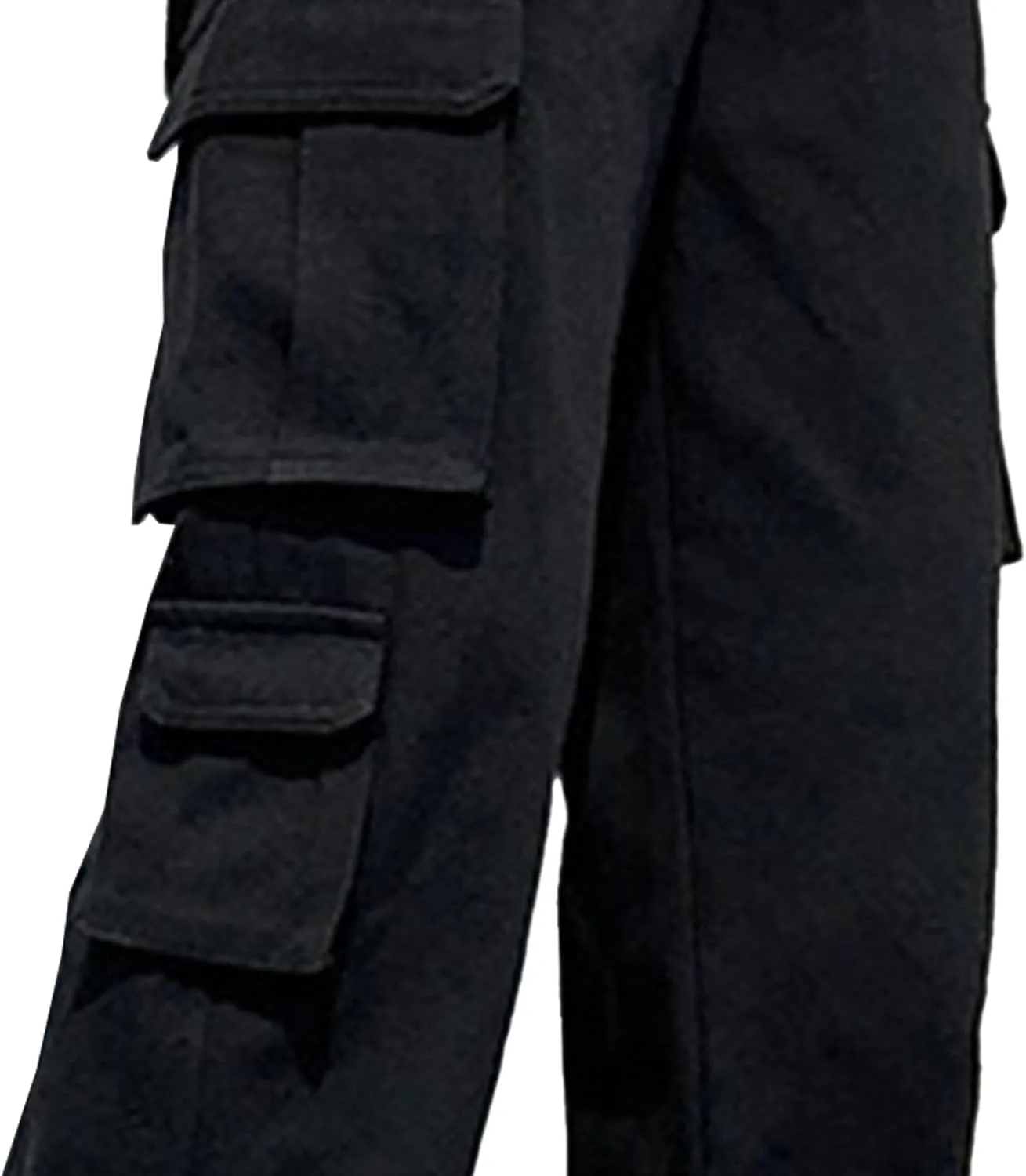 Men's Baggy Straight Leg Casual Pants Drawstring Loose Fit Casual Pants Outdoor Hiking Cargo Trousers