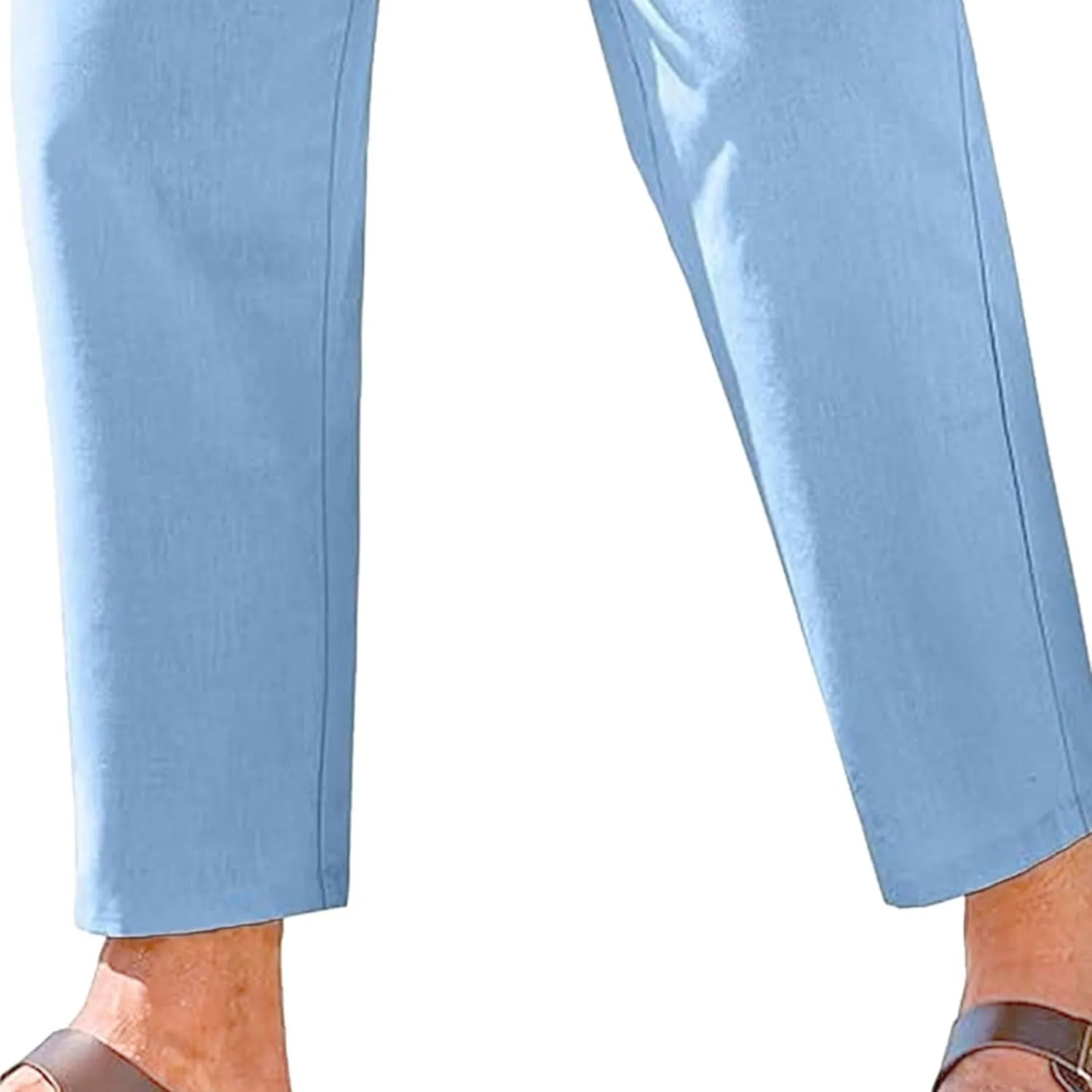 Men's Basic Cotton Liene Loose Fit Pants Elasitc Waist Lightweight Summer Trousers Casual Solid Yoga Beach Pants