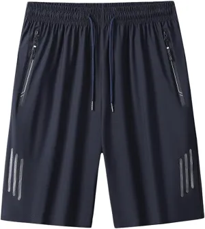 Mens Beach Shorts Summer Stretch Drawstring Casual Shorts Loose Gym Shorts with Zip Pockets Athletic Shorts Trendy