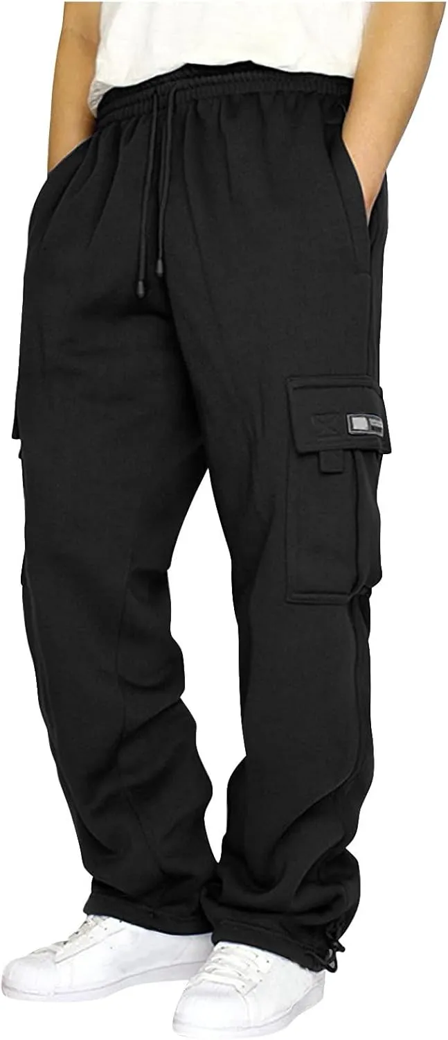 Mens Cargo Pants Casual Joggers Athletic Pants Cotton Loose Straight Sweatpants