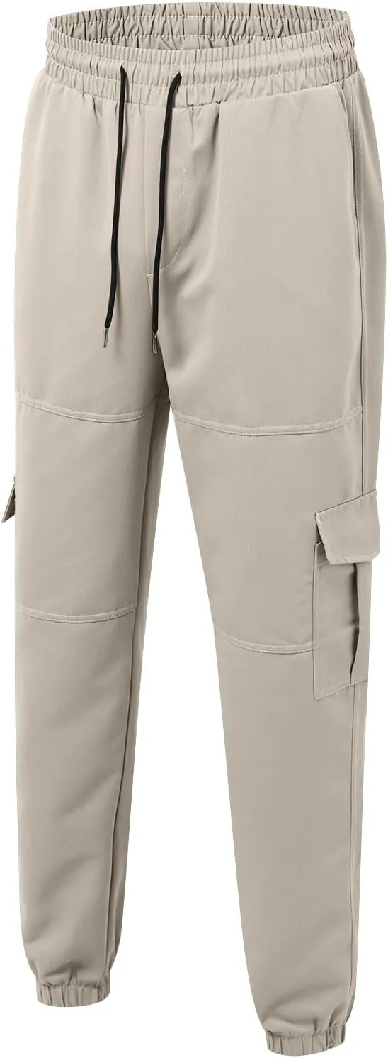 Men's Cargo Pants with Pockets Elastic Waisted Vintage Casual Harem Pants Drawstring Stretch Lightweight Loose Fit Joggers