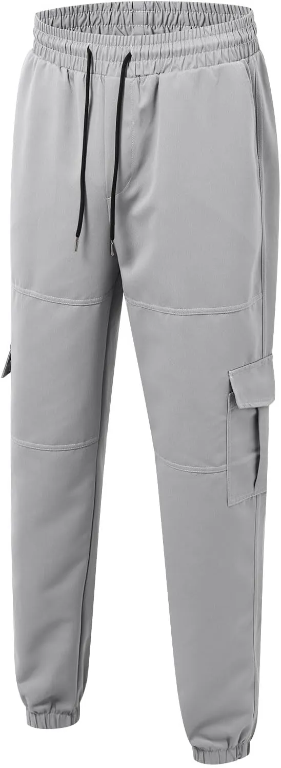 Men's Cargo Pants with Pockets Elastic Waisted Vintage Casual Harem Pants Drawstring Stretch Lightweight Loose Fit Joggers