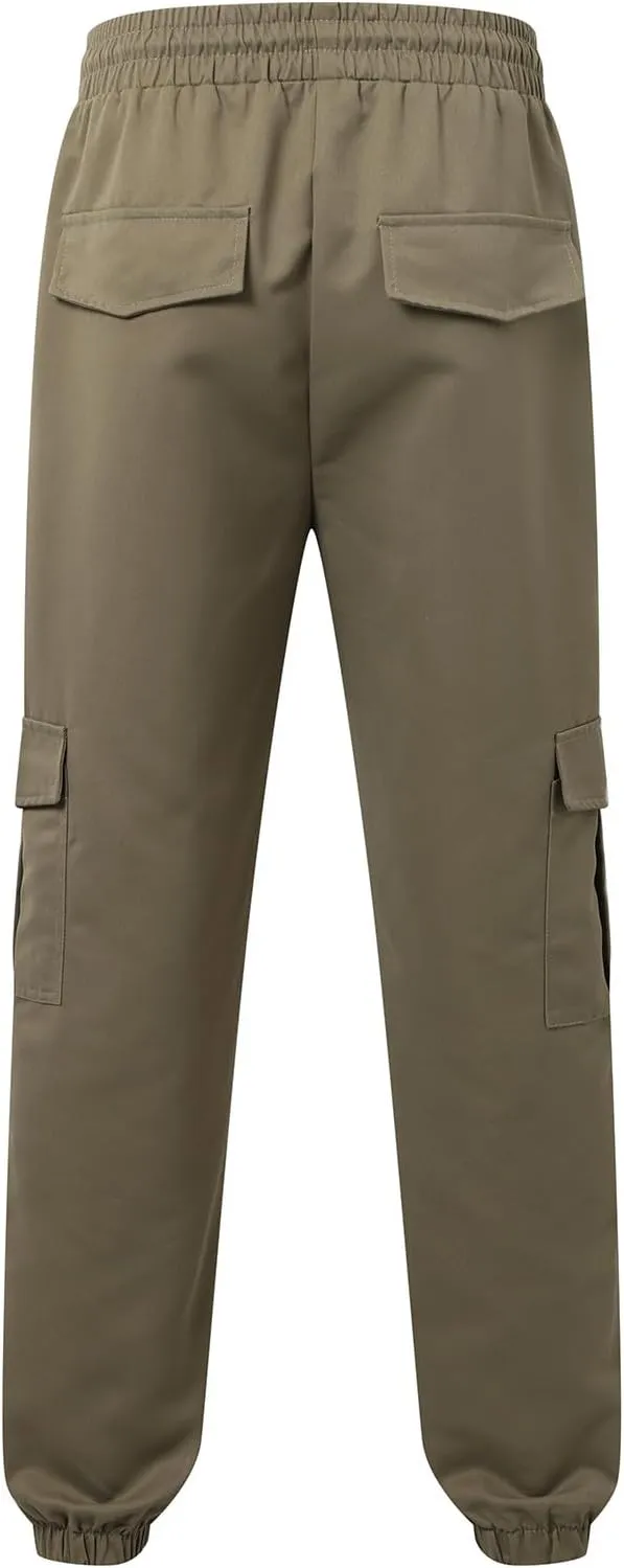 Men's Cargo Pants with Pockets Elastic Waisted Vintage Casual Harem Pants Drawstring Stretch Lightweight Loose Fit Joggers