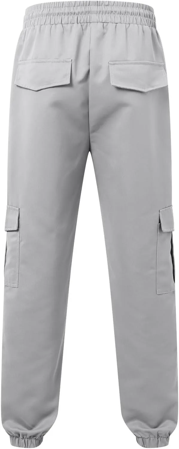 Men's Cargo Pants with Pockets Elastic Waisted Vintage Casual Harem Pants Drawstring Stretch Lightweight Loose Fit Joggers