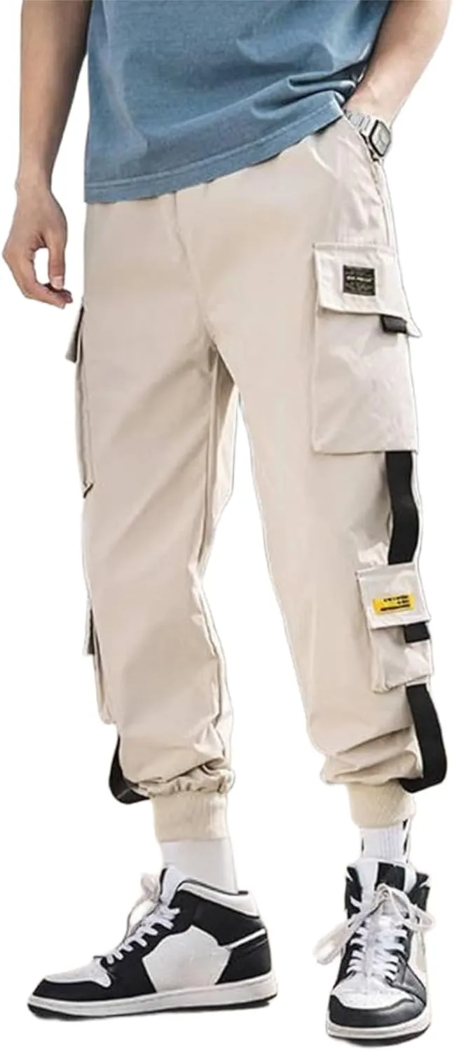 Mens Casual Cargo Pants with Multi Pockets Relaxed Fit Stretch Work Pants Lightweight Tapered Athletic Streetwear Pants