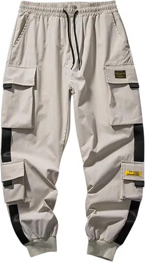 Mens Casual Cargo Pants with Multi Pockets Relaxed Fit Stretch Work Pants Lightweight Tapered Athletic Streetwear Pants