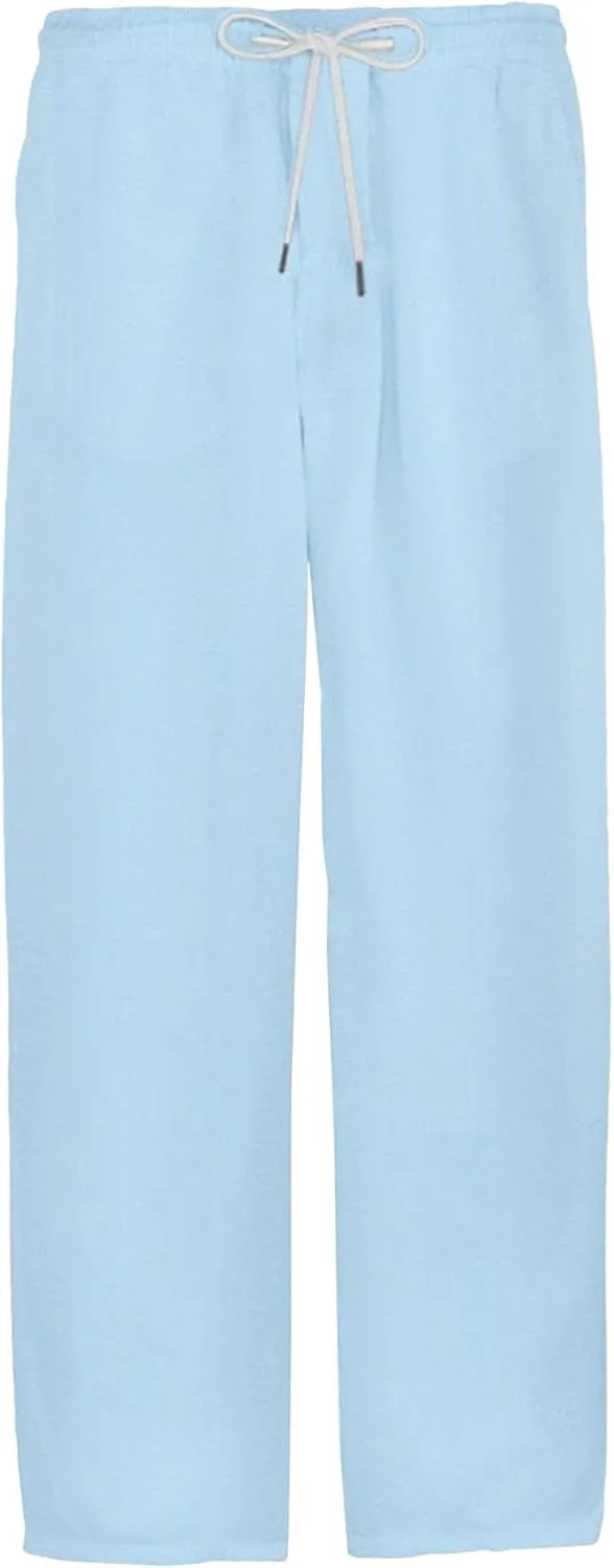 Men's Casual Elastic Waist Pants Lightweight Linen Lounge Trousers Classic Jogger Yoga Loose Chinos