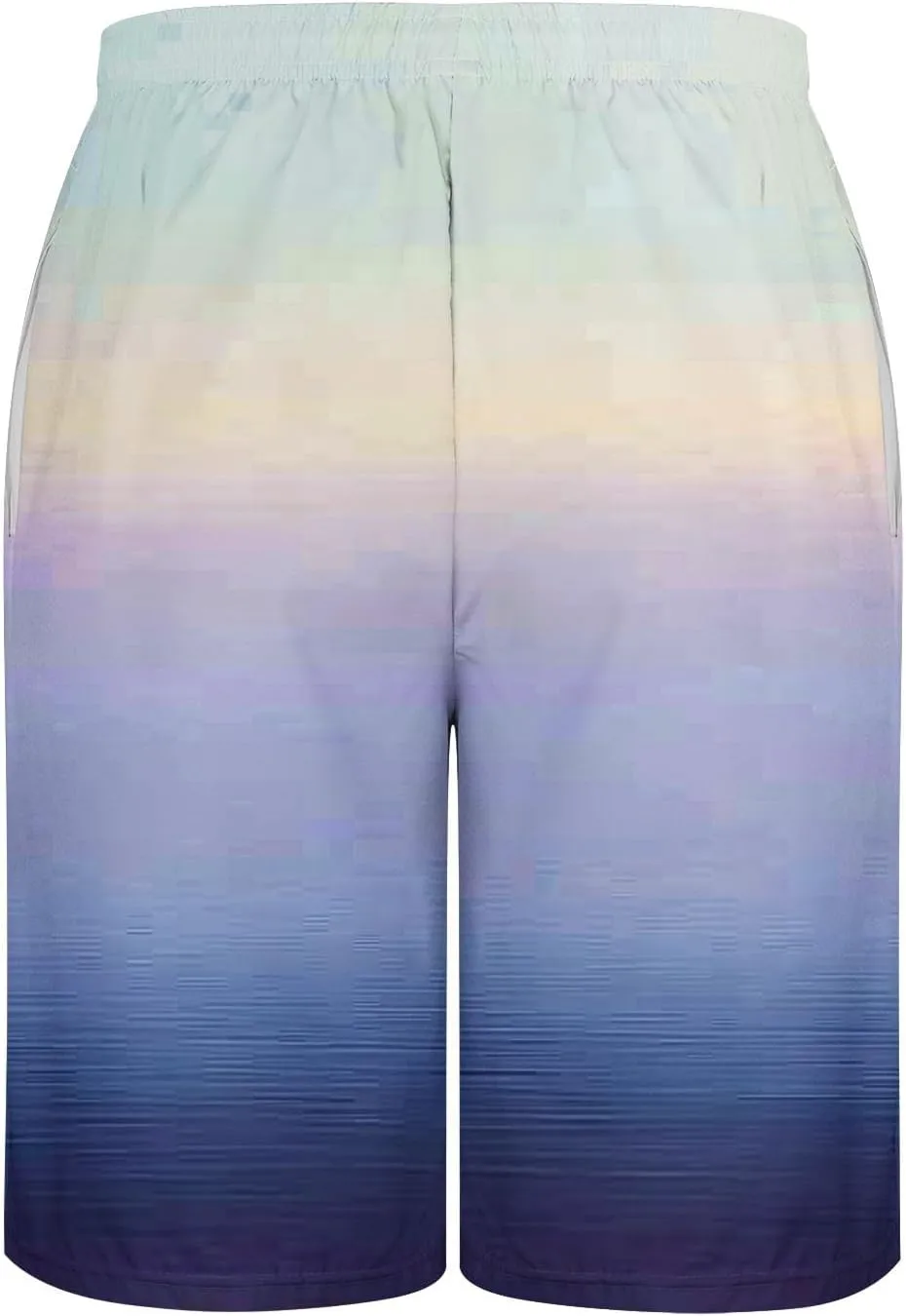 Mens Casual Shorts Gradient Color Fashion Elastic Waist Drawstring Shorts Summer Beach Vocation Shorts with Pockets
