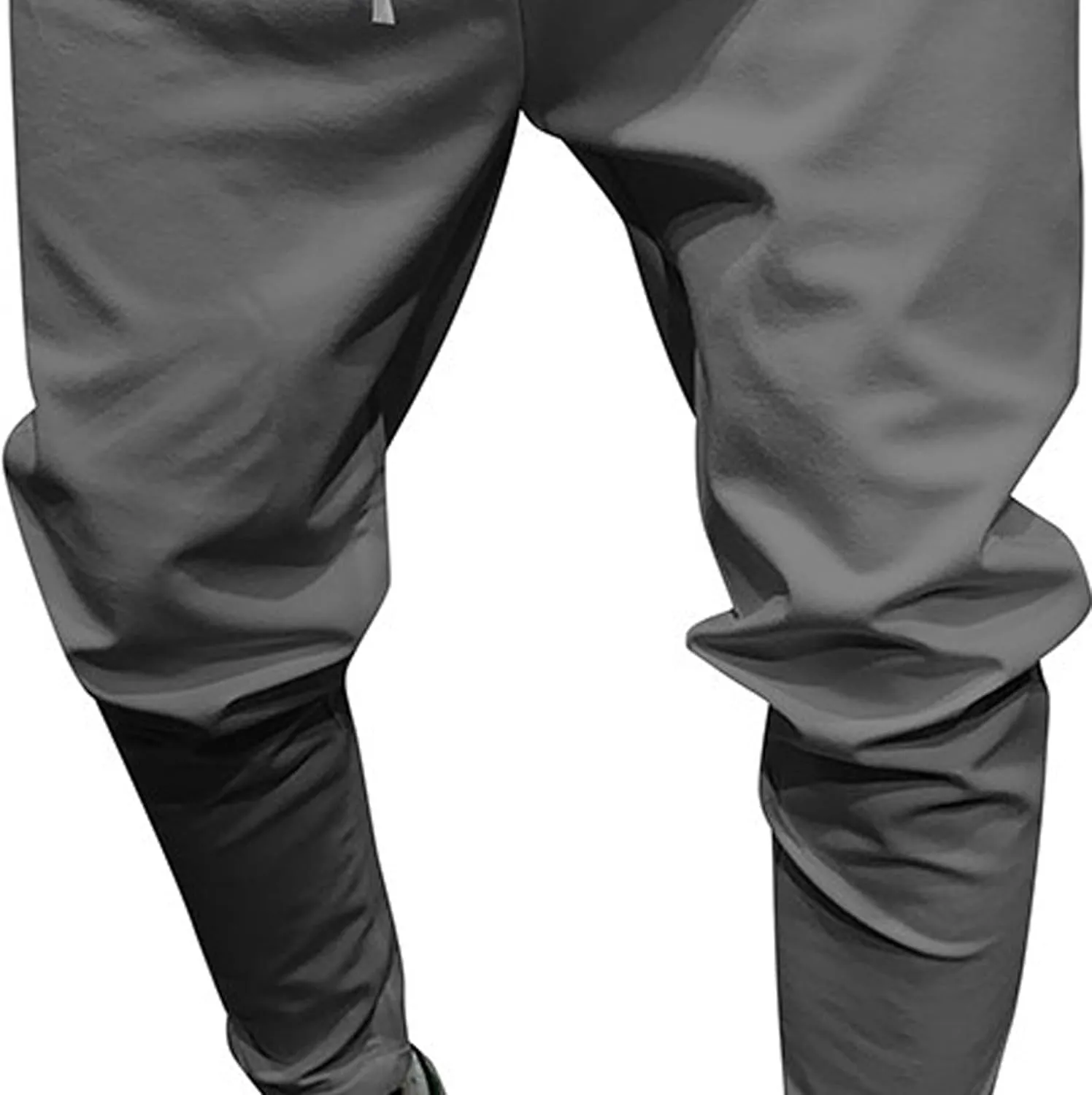 Men's Casual Slim Fit Tapered Pants Drawstring Cotton Joggers Pants Solid Lightweight Athletic Outdoor Trousers
