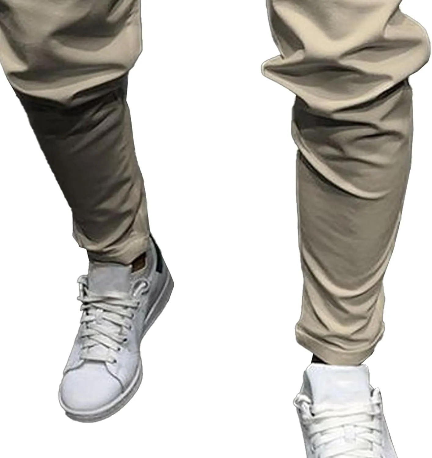 Men's Casual Slim Fit Tapered Pants Drawstring Cotton Joggers Pants Solid Lightweight Athletic Outdoor Trousers