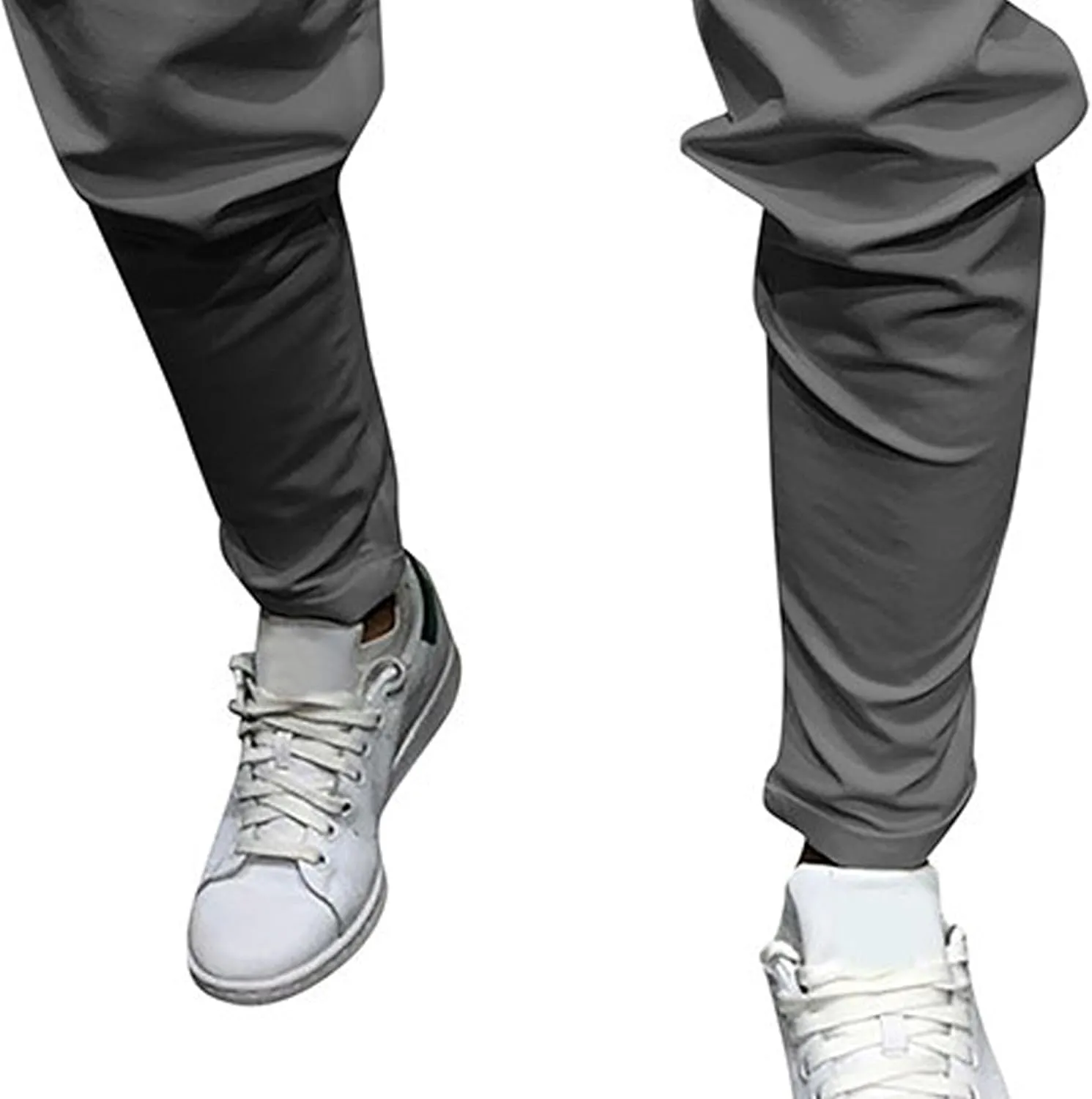 Men's Casual Slim Fit Tapered Pants Drawstring Cotton Joggers Pants Solid Lightweight Athletic Outdoor Trousers
