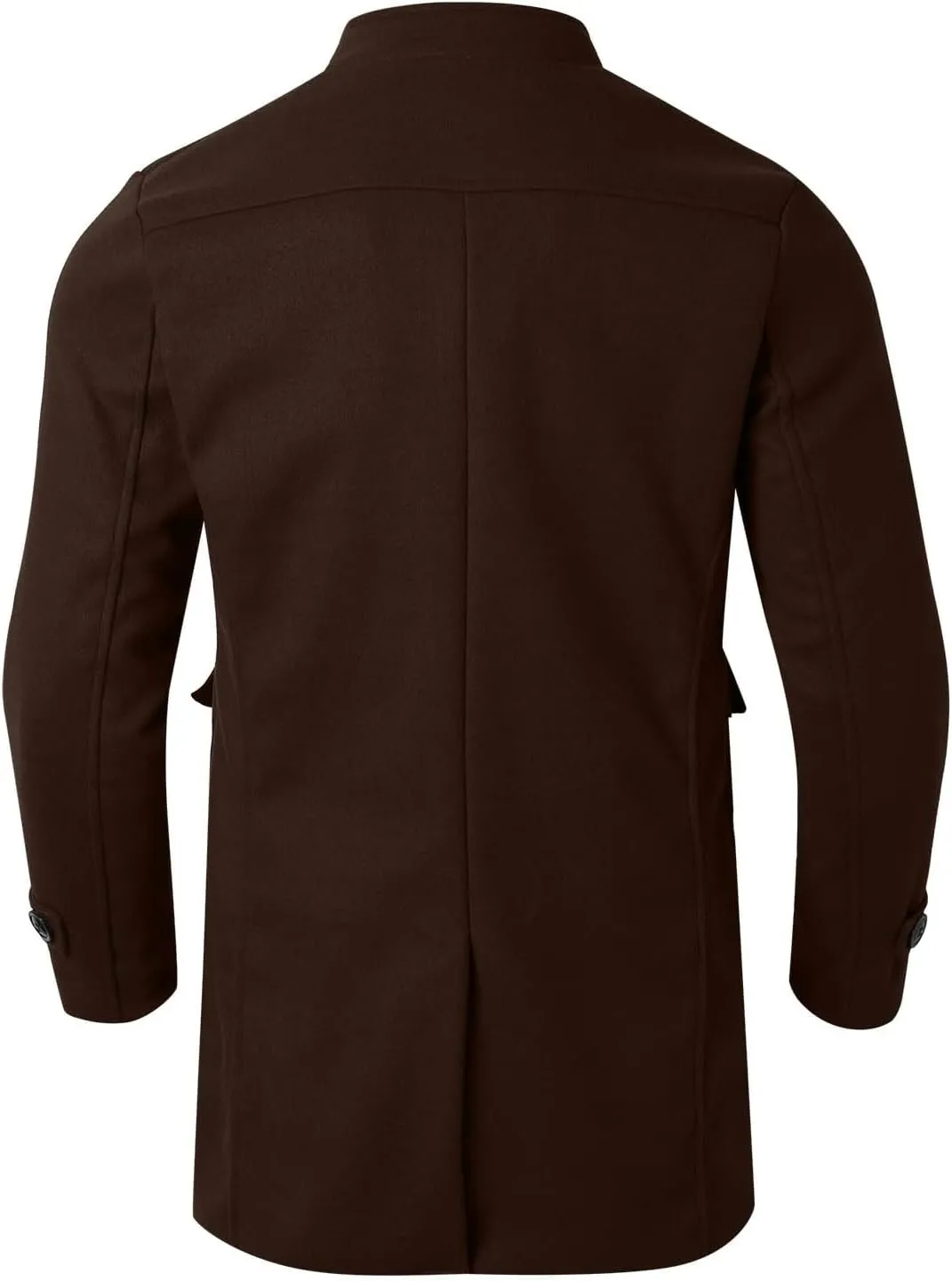 Mens Casual Trench Coat Loose Fit Single Breasted Notched Collar Pea Coat Winter Overcoat Mid Long Jacket Wih Pockets