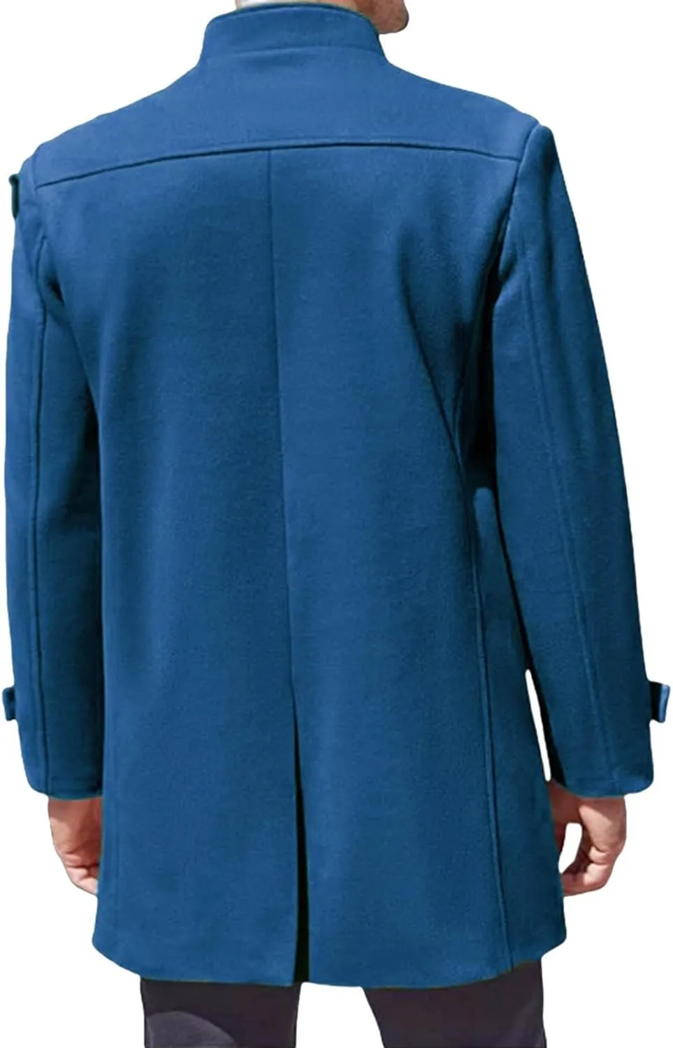 Men's Casual Trench Coat Slim Fit Notched Collar Long Jacket Overcoat Single Breasted Winter Pea Coat Wih Pockets
