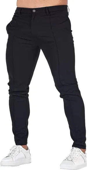 Men's Chinos Casual Dress Pants Skinny Fit Stretch Work Slack Classic Straight Fashion Cargo Trousers