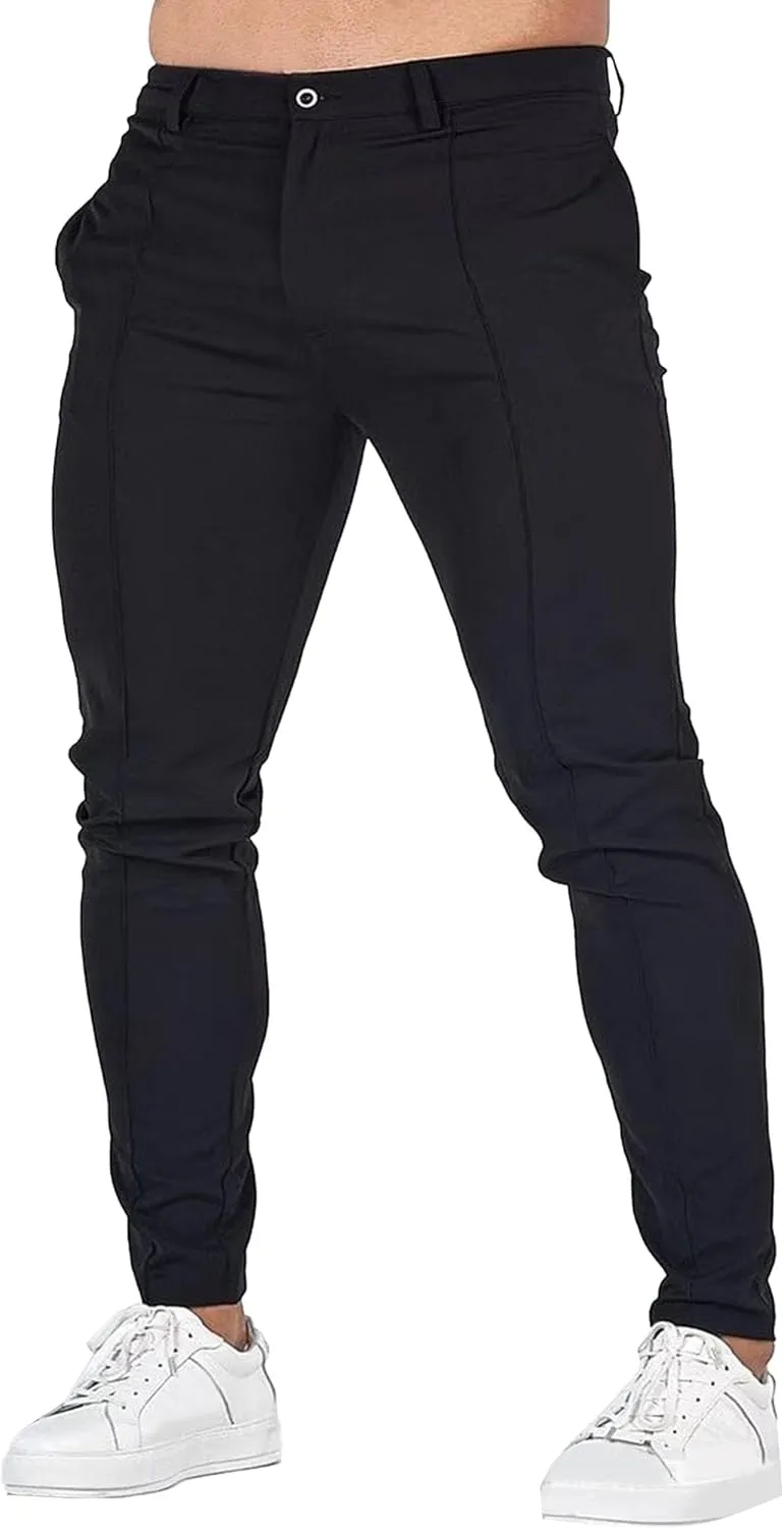 Men's Chinos Casual Dress Pants Skinny Fit Stretch Work Slack Classic Straight Fashion Cargo Trousers