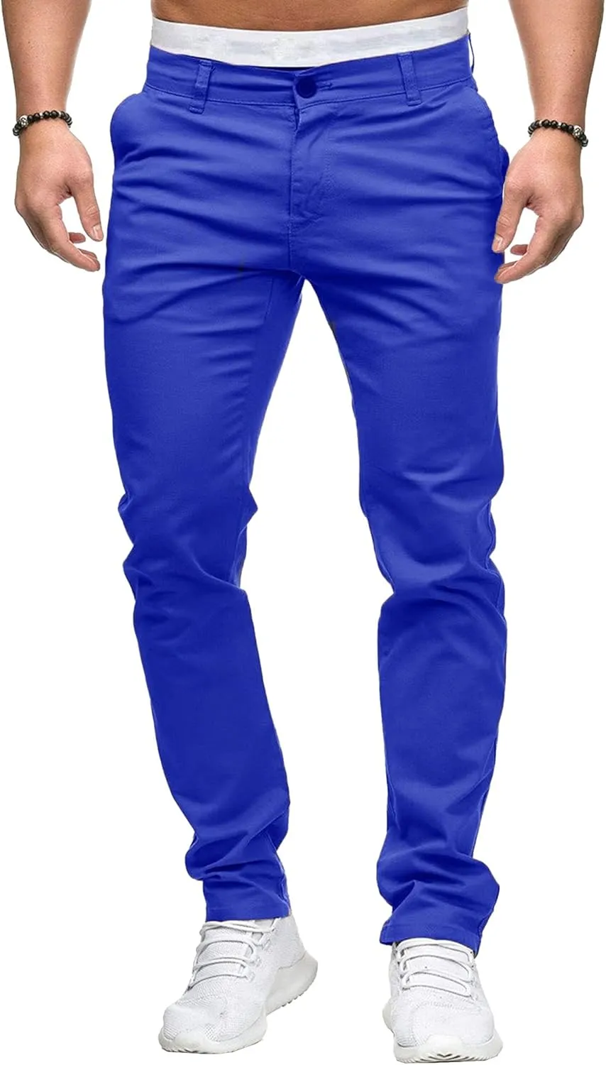 Men's Chinos Casual Dress Pants Skinny Fit Stretch Work Slack Classic Straight Fashion Cargo Trousers