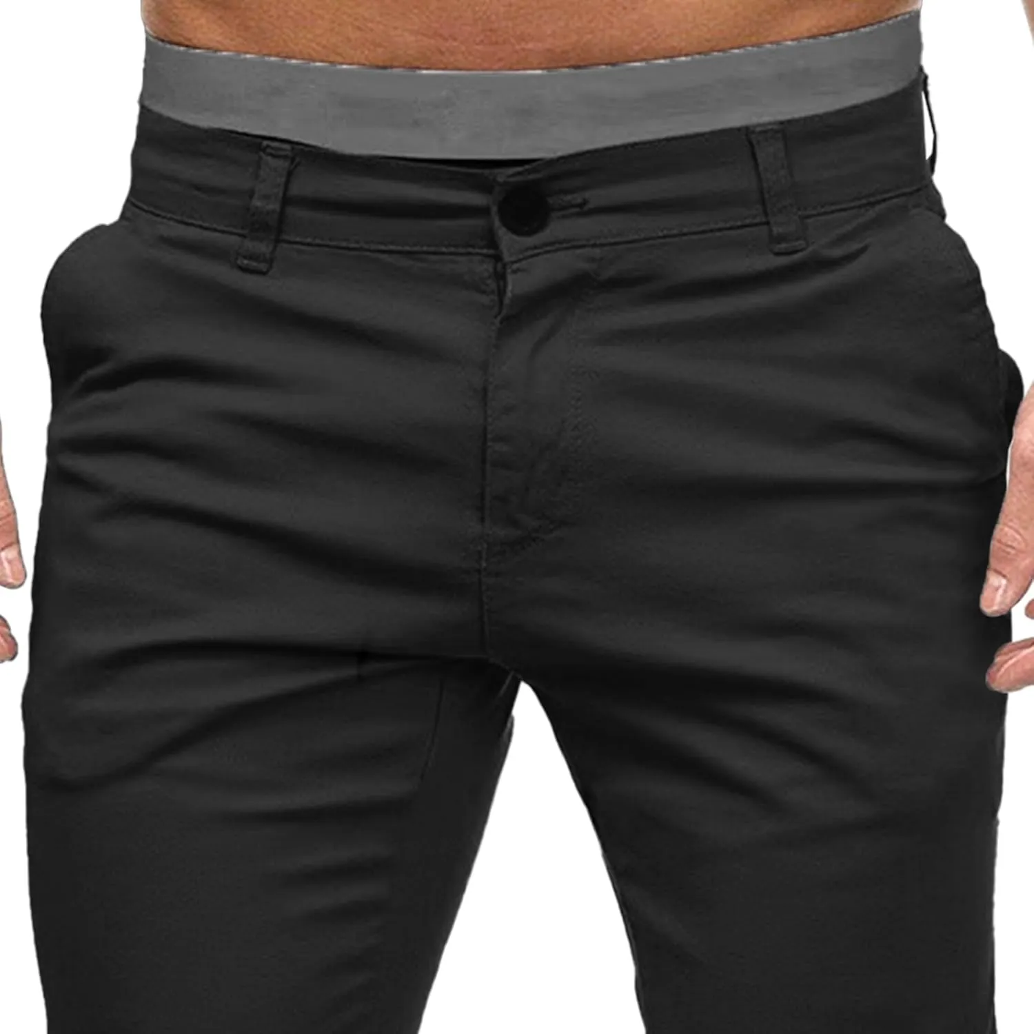 Men's Chinos Casual Dress Pants Skinny Fit Stretch Work Slack Classic Straight Fashion Cargo Trousers