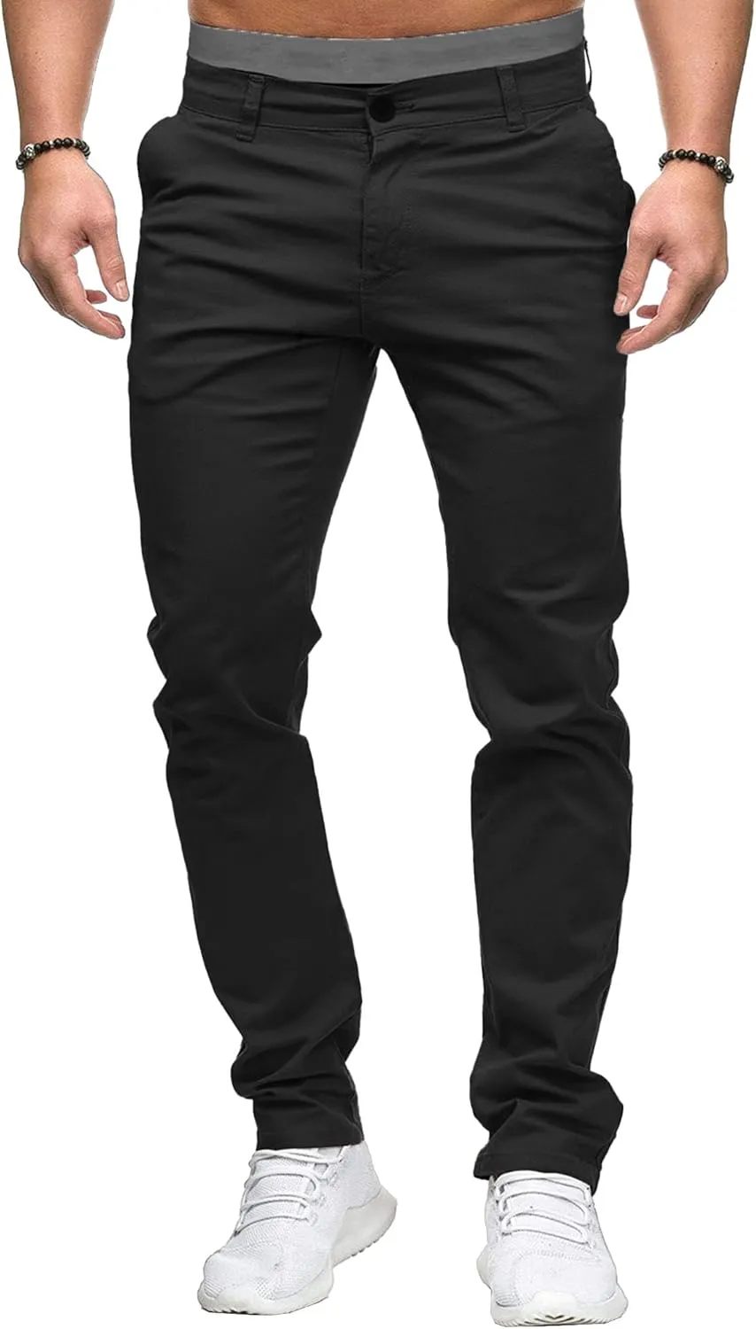 Men's Chinos Casual Dress Pants Skinny Fit Stretch Work Slack Classic Straight Fashion Cargo Trousers