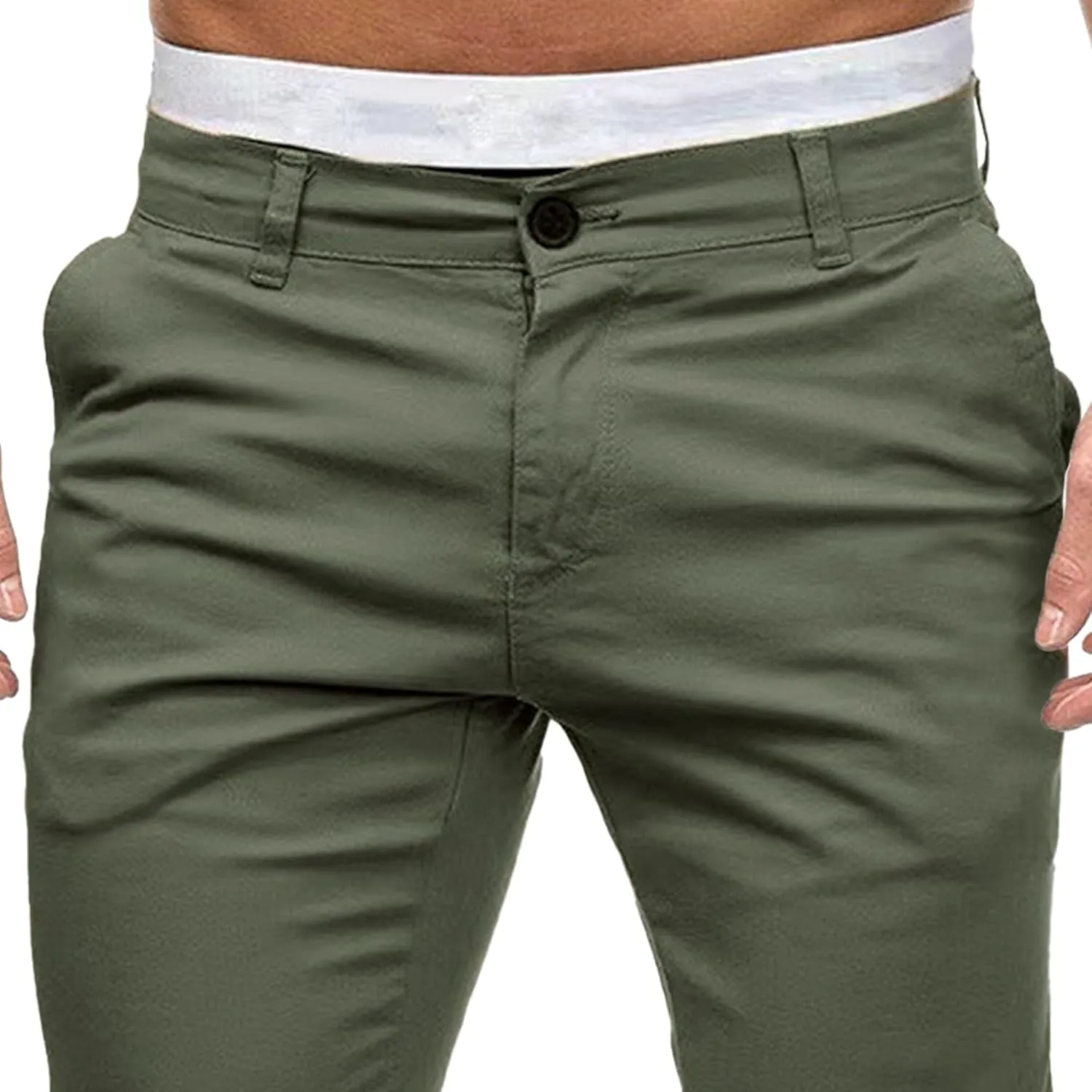 Men's Chinos Casual Dress Pants Skinny Fit Stretch Work Slack Classic Straight Fashion Cargo Trousers