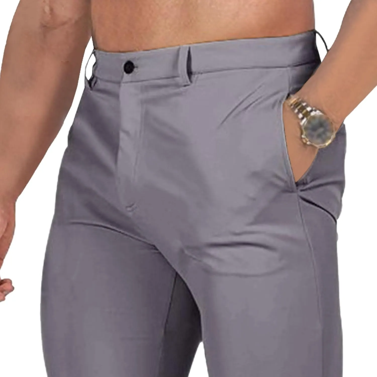 Men's Chinos Slim Fit Pants Stretch Skinny Tapered Dress Slack Comfort Casual Solid Workout Trousers