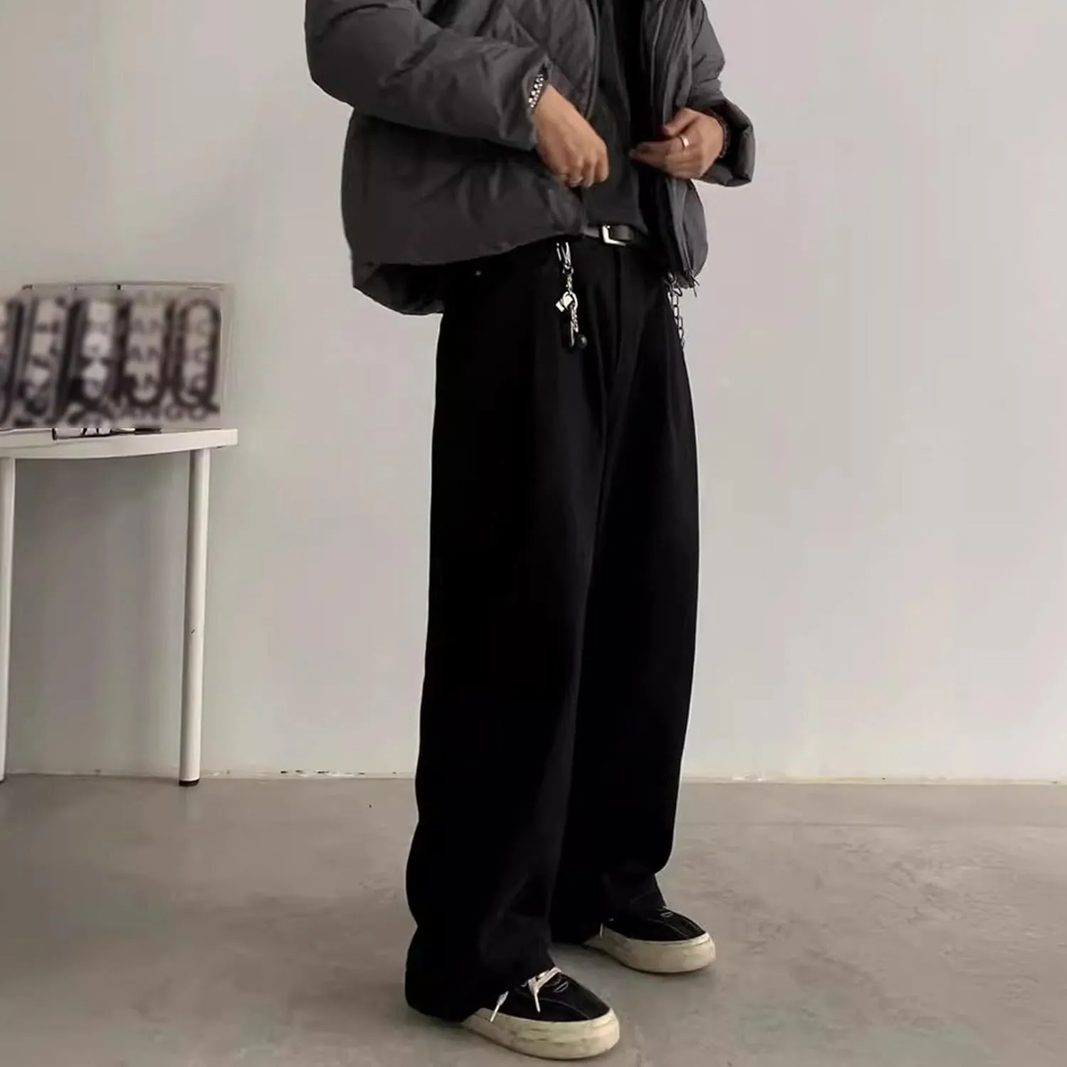 Men's Chinos Wide Leg Pants Classic Stretch Skinny Tapered Dress Slack Comfort Casual Solid Trousers
