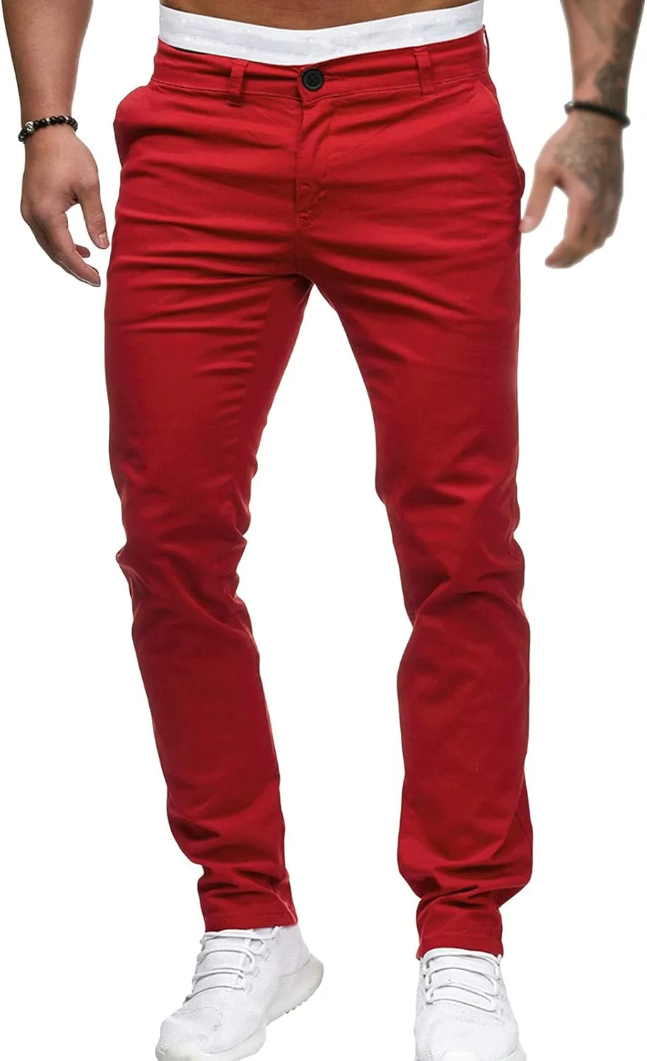 Men's Classic Lightweight Chino Pants Flat Front Comfort Stretch Solid Pant Casual Basic Straight Fit Trousers