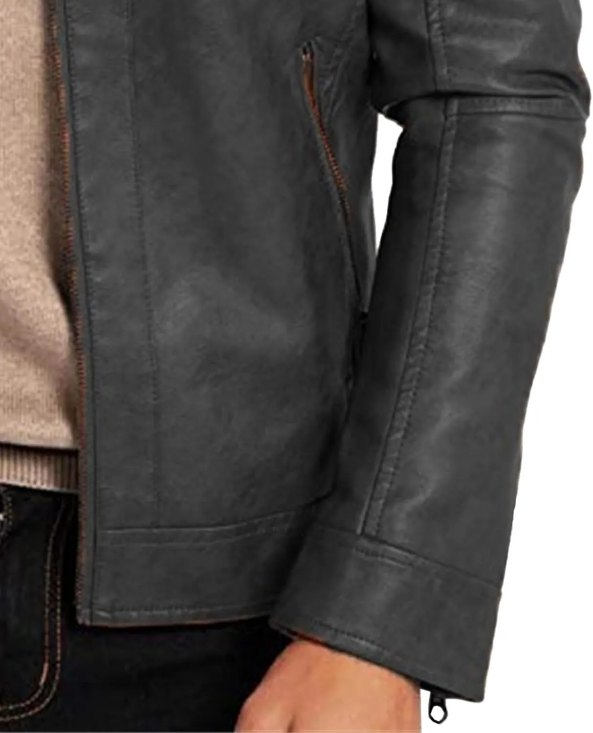 Men's Comfort Leather Jacket Zipper Biker Bomber Leathers Coat Stand Collar Motorcycle PU Jackets