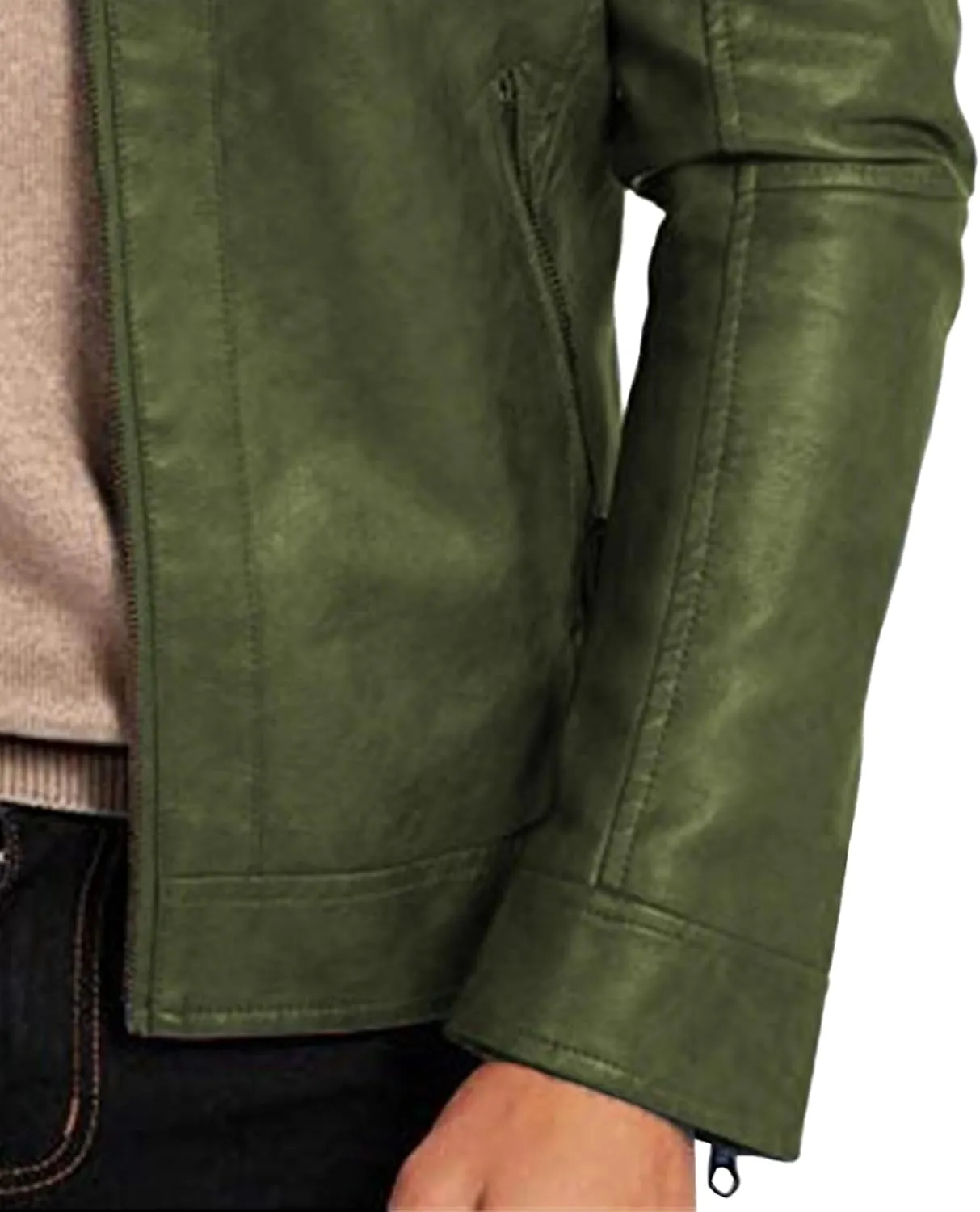 Men's Comfort Leather Jacket Zipper Biker Bomber Leathers Coat Stand Collar Motorcycle PU Jackets