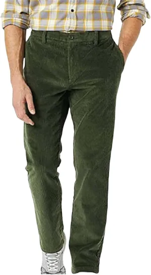 Men's Corduroy Pants Pleated Front Regular Fit Elastic Waist Classic Casual Stylish for Fall Winter