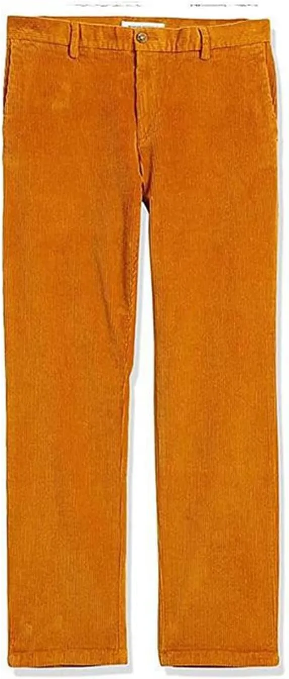 Men's Corduroy Pants Pleated Front Regular Fit Elastic Waist Classic Casual Stylish for Fall Winter