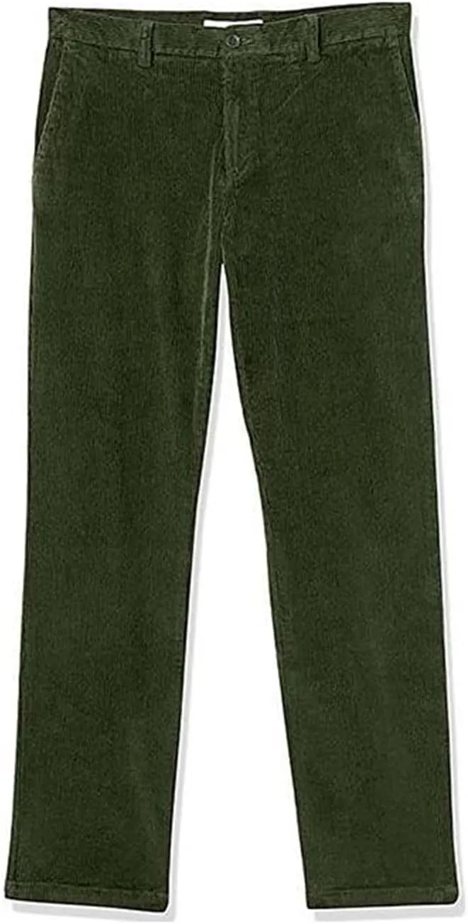 Men's Corduroy Pants Pleated Front Regular Fit Elastic Waist Classic Casual Stylish for Fall Winter