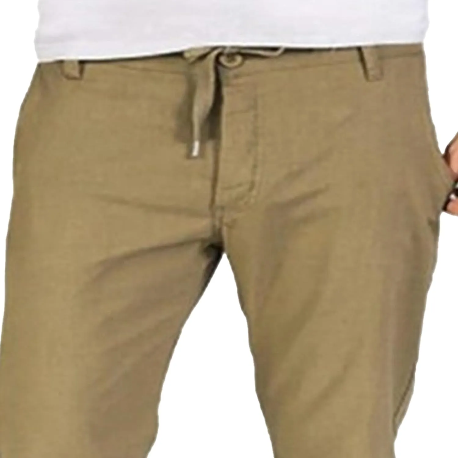 Men's Cotton Linen Baggy Hiking Pants Casual Solid Drawstring Trousers Straight Leg Summer Outdoor Pants