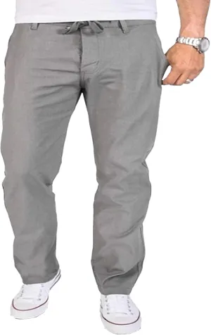 Men's Cotton Linen Baggy Hiking Pants Casual Solid Drawstring Trousers Straight Leg Summer Outdoor Pants