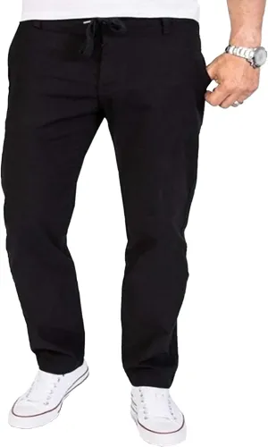 Men's Cotton Linen Baggy Hiking Pants Casual Solid Drawstring Trousers Straight Leg Summer Outdoor Pants