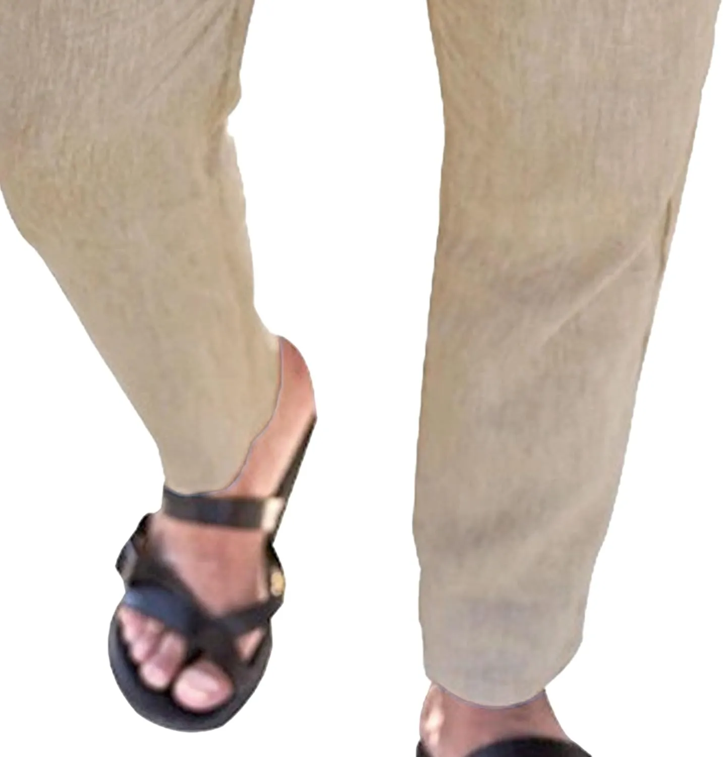 Men's Cotton Linen Drawstring Casual Pants Solid Yoga Lightweight Trousers Straight Leg Summer Hiking Pants